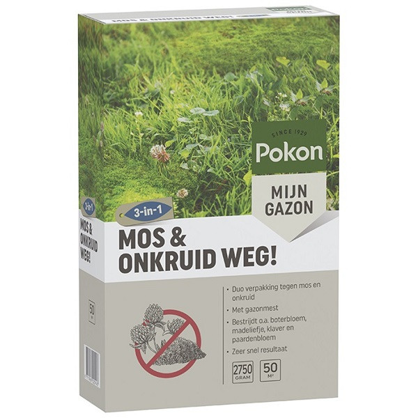 Onkruid en mos verwijderaar gazon Pokon (50 m², Korrels, 2750 gram)